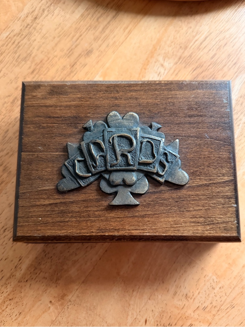 Vintage Wooden Playing Card Box with Showboat Officers Club Deck